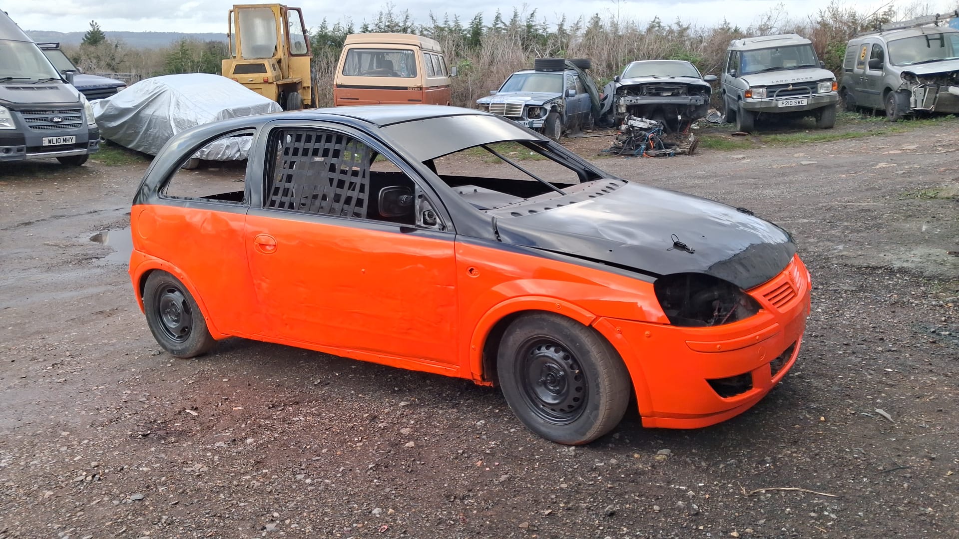 Orange banger racing car